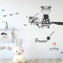 habitacion infantil decoracion pared niña nombre bruna