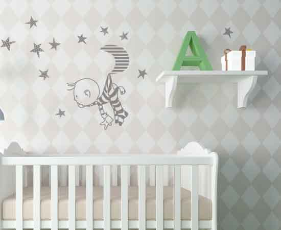 vinilos bebe pared gris