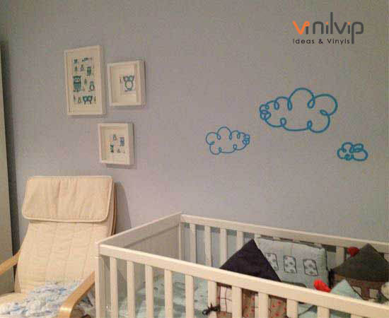 decoraciones bebe nubes en azul